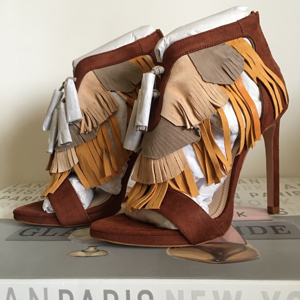 Zara Tri-colour Fringe Sandals
